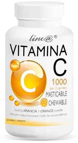 VITAMINA C Line@Diet | 60 compresse MASTICABILI | gusto ARANCIA | ad ALTO dosaggio | Antiossidante