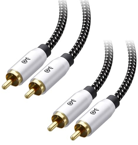 Cable Matters Braided 2-Pack Shielded Subwoofer Cable - 6ft / 1.8m, RCA Cord, Digital Coaxial Audio Cable for LFE Subwoofer, Home Theater Systems, and More