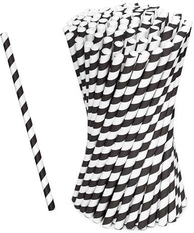 Love Nature Cannucce Cocktail 100 Pezzi - Cannucce Carta Bianco e Rosso - Cannuccia Ecologico