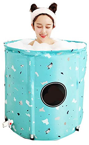 JTRHD Soaking Bathing Tub Adult Foldable Bath Bucket Household Whole Body Thickened Bathtub Portable Storage Bath Bucket for Hot Bath Ice Bath (Color : Blue, Size : 70x70cm)