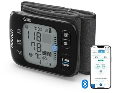 OMRON RS7 Intelli IT Blodtrycksmätare för handleden | Smart blodtrycksmätare med Bluetooth-överföring kompatibel med smartphone
