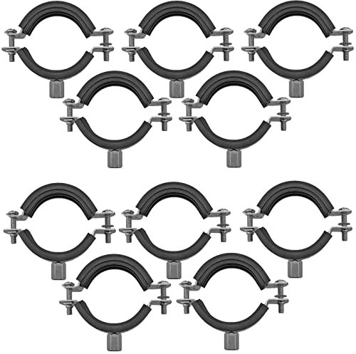 10 Stück Set Rohrschellen aus Edelstahl VA Spannbereich 20 bis 25 mm 1/2 Zoll Rohr Außendurchmesser mit Schallschutz Gummi Einlage Befestigung Halterung