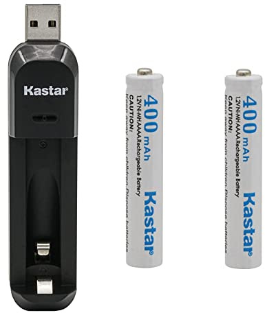 Kastar AAAA 1.2V 400mAh Battery 2 Pcs and USB Charger Replacement for MS Surface Pen Battery, Stylus Pens, Tooth Brush, Video Game Controllers, Bluetooth Headset, Monitor Battery