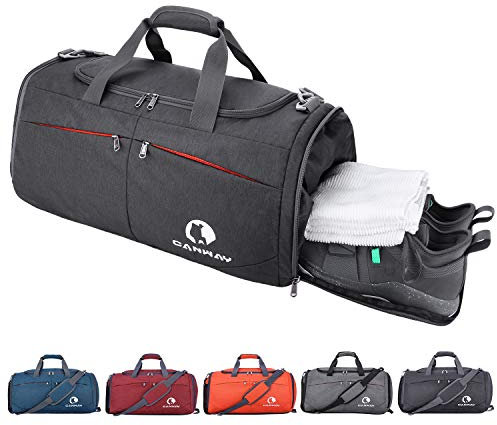 CANWAY Faltbare Sporttasche Faltbare Reisetasche mit dem schmutzigen Fach und Schuhfach Leichtgewicht für Männer und Frauen (Schwarz)