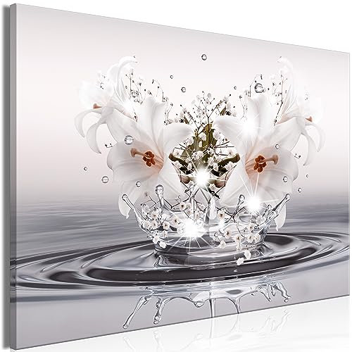 B&D XXL Acrylglasbild Blumen 1 Teilig Wandbild auf Acryl Glasbilder Kunstdruck Moderne Acrylglas Platte Wanddekoration Geschenke Heimdekoration Glasbild - Lilien Zen Spa Wasser b-C-0932-k-a