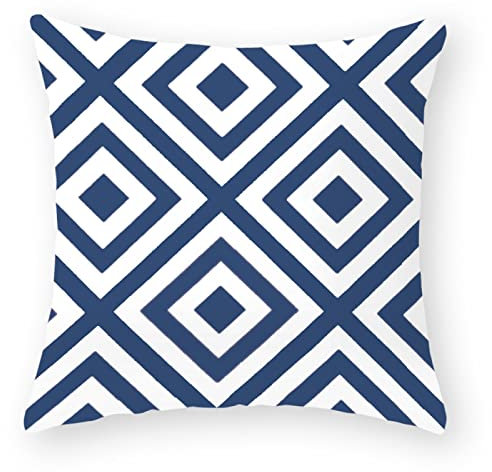 Kissenbezug 60x60 Blaue Weiße Streifen Couchkissen Superweicher Baumwolle Hanf Kissenbezüge Resistent Atmungsaktiv Kopfkissenbezug Verdecktem Zip Voll Waschbar Sofakissen 60x60cm/1 Pcs