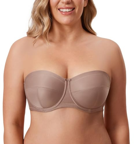 DELIMIRA Axelbandslös bh med bygel ofodrad för kvinnor Tegel 105G