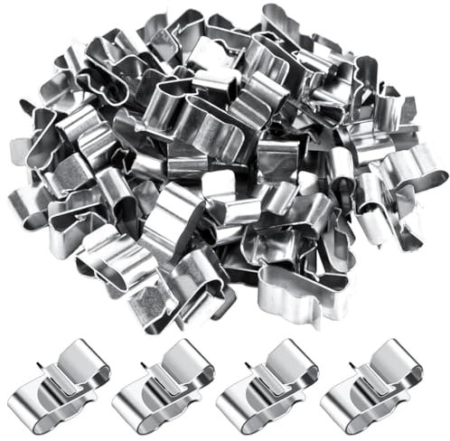 WeddHuis 50 Unidades Abrazaderas de Cable Metálicas de Acero Inoxidable Clips para Cables Dobles para Paneles Solares y Remolques (22,5 mm/0,89 Pulgadas) (Tono Plateado)