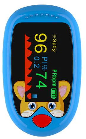 Children Fingertip Pulse Oximeter, Blood Oxygen Saturation Monitor for Kids, Portable Oxygen Monitor with TFT Screen, Pediatric Oximeter for Child Monitoring (Blue)