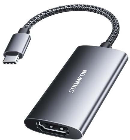 SOOMFON 4K 120Hz USB C auf HDMI Adapter, 8K 30Hz Thunderbolt 3/4 kompakter USB-C HDMI Adapter aus Aluminium, für MacBook Pro/Air, iPad Pro/Air, Galaxy, Huawei und mehr