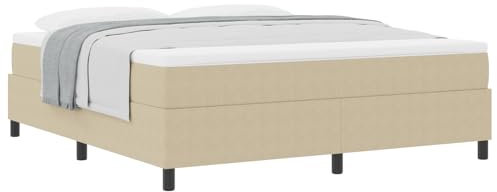 vidaXL Boxspringbett mit Matratze Beige 180x200 cm Cordstoff Verstellbares Kopfteil Langlebiges Design Bequeme Schlaflösung Für Schlafzimmer Gästezimmer Innengebrauch Rahmen Memory Foam Topper