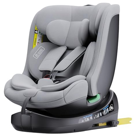 ALYIKOU i-Size Girevole 360, Seggiolino Auto 0-36 Kg, 0-12 anni, ISOFIX con Top Tether, Seggiolino Reclinabile 6 Posizioni, 12 Posizioni Poggiatesta