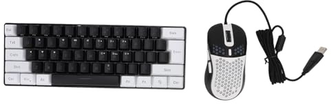 Zerodis Portabel 61 Nyckel RGB Upplyst Tangentbord med Mus, Justerbara Lutningsfötter Speltangentbord för XP -användare, Typ C -gränssnitt (Black Center White Frame)
