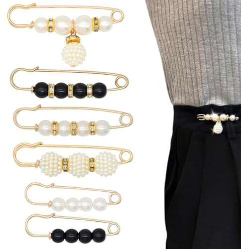 6 Piezas broches para ropa mujer, imperdibles broches novia, broche pañuelo, Alfileres de Seguridad con Perlas y Cristales, para Mujeres y Niñas, Decoración para Chal, Suéter, Bufanda, Vestido