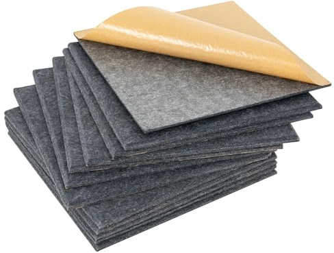 Paneles acústicos de 30 x 30 cm, 12 placas de aislamiento acústico de poliéster, autoadhesivas, para pared y techo, absorción de sonido para oficina en casa, sala de música y cine en casa (gris oscuro