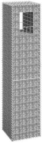 Gabion Basket Post 15.7x15.7x70.9 Iron, Weather-Resistant Metal Fence Post for Garden Landscaping, Durable Outdoor Patio Decor