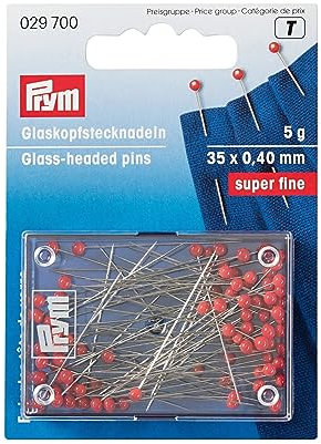 Prym 029700 Glaskopfstecknadeln, 35 x 0,40mm, rot