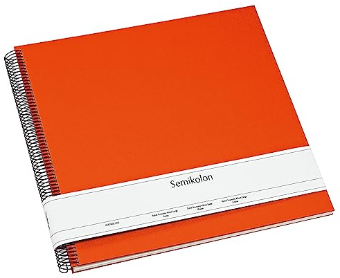 Semikolon 352940 Spiral Album Economy Large - 34,5x33,2 cm - Fotoalbum, 50 Seiten cremeweiß, Fotobuch, orange orange