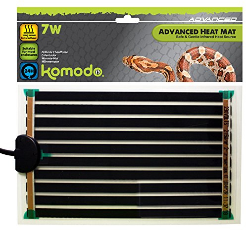 Komodo Avancerad värmematta för reptiler 7 W justerbar temperatur hållbar inomhusdyna för terrarium vivarium reptil inneslutning bur livsmiljöer – 142 x 274 mm