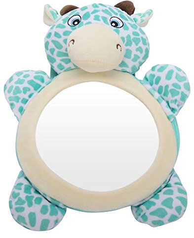 Baby Auto Spiegel Bruchsicher Hinterer Verkleidung Rücksitz Spiegel Pädagogische Plüsch Cartoon Tier Spielzeug Baby Bord Zeichen Uhr Säugling im Rücksitz beim Fahren(Tier)
