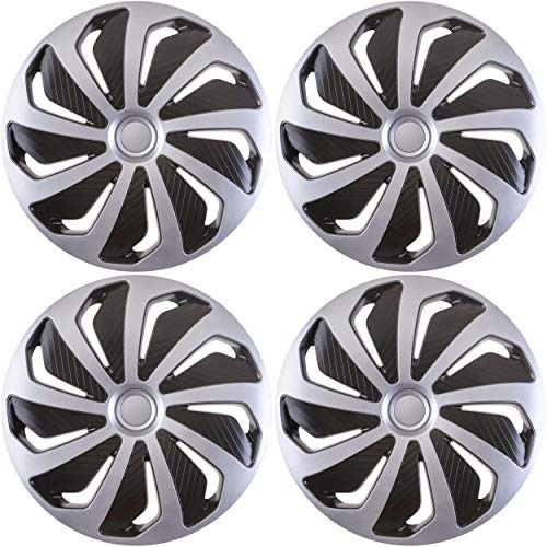 Versaco Car Wheel Trims WINDSB14 - Silver/Black 14 Inch 9-Spoke - Boxed Set of 4 Hubcaps - Includes Fittings/Instructions