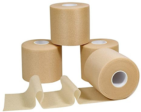 Nutoko 4 Rotolis Bende Salvapelle Sport Tape,Bendaggio Salva Pelle, Benda Salva Pelle in Shiuma, Nastro Protettivo per Nastro Adesivo Sportivo, Evitare Lesioni Cutanee e Residui di Adesivo7 cm x 27 m