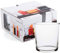 Tradineur - Caja de 4 Vasos Modelo Pinta - Capacidad: 360 ml - Fabricado en Vidrio Resistente - Apto para lavavajillas - Tamaño Aprox: Ø 8,5 x 9 cm - 4 Uds Totales