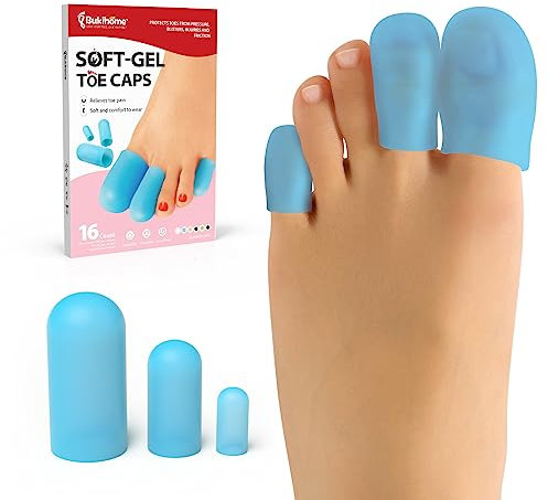 Bukihome Zehenschutz, Silikon-Zehenkappen Zehenschutz, Verhinderung von Schmerzlinderung bei Hühneraugen, Blasen und eingewachsenen Zehennägeln (Blau)
