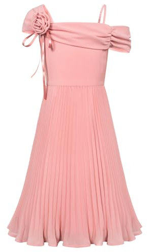 GRACE KARIN Mädchen Ärmelloses One Shoulder Partykleid Geburtstagskleid Mit Faltenrock Rosa 6 Jahre