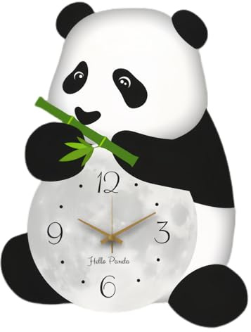 astylishome Orologi da parete insoliti per soggiorno grande panda montato a parete bella decorazione da appendere silenziosa ornamento animale creativo orologio a batteria per camera da letto piccola