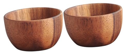 PRETYZOOM 2piezas Tazón De Madera Natural para Ensalada y Frutas Tazón Decorativo De Madera De Acacia De Cocina Práctico y para y Restaurantes