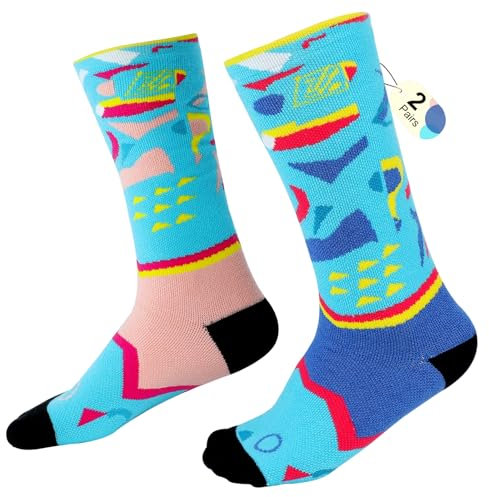 Lvjkes Skisocken kinder, 2 Paar Thermosocken kinder, Verdicken Merinowolle socken kinder, Blasen verhindern, Atmungsaktiv, ARutschfest, Schnell Trocknend, für Mädchen/Jungen Schnee Thermosocken-S2