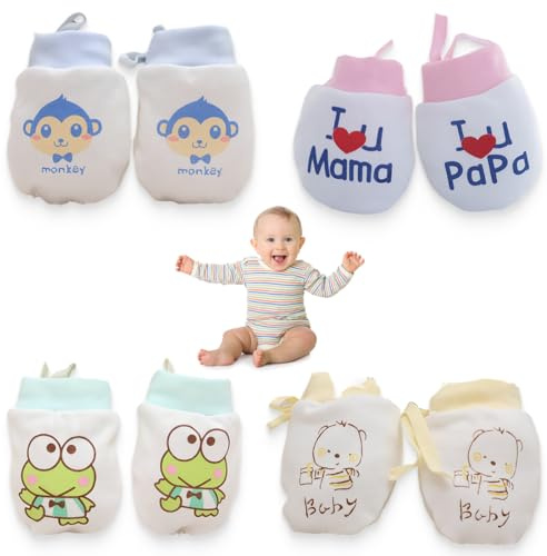 NJCXOLA 4 Pares Manoplas Para Bebé Recién Nacido, Niño Y Niña, 0 10 Meses, Muy Suaves, Ajustables, Antiarañazos, Guantes Para Bebé Baby Anti Scratch Mittens Recien Nacido