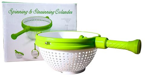 Essoreuse à Salade Rotative – 360° avec Panier de Drainage – Grande Capacité – Poignée Antidérapante – Lavable et Résistante – Séchage Rapide des Fruits et Légumes