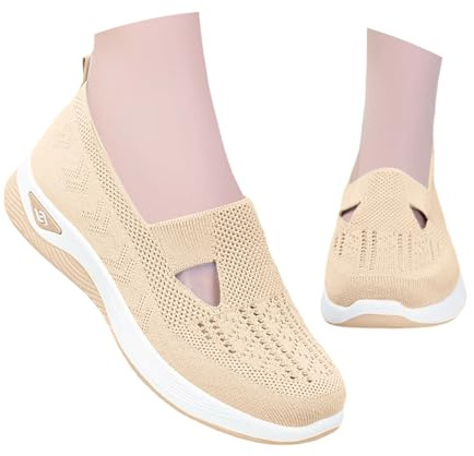 Mocasines para mujer, atlético, bailarinas ortopédicas antideslizantes, informales, zapatos de caminata, punta redonda, zapatillas de tenis sin cordones, zapatillas de moda y deporte, chic fitness