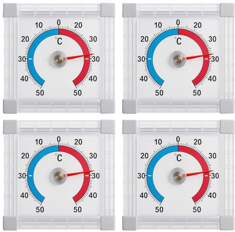 4er Set Außenthermometer, Wetterfeste Fensterthermometer für Innen und Aussen, Präzise Temperaturmessung, Ideal für Fenster, Türen und Kühlschrank