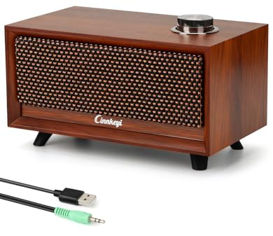 cinnkeyi Barra sonora in legno - Altoparlanti per PC alimentati tramite USB | /Line-in/Bluetooth 3 modalità, barra sonora stereo compatta in legno per notebook, laptop, monitor, tablet