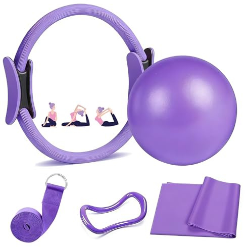 Twshiny Pilates Kit, 13Pcs Pilates Circle with Yoga Ring & Band, Socks, Body Trimmer, Waist & Ab Shaper Workout Equipment for Home Gym Toning, Strength & Flexibility