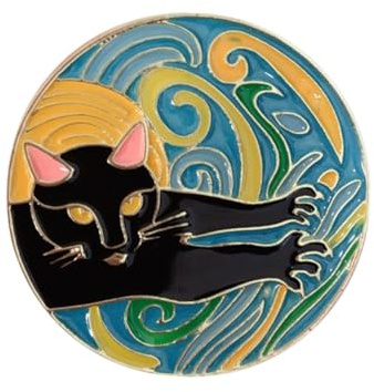 UKCOCO Spilla in Lega Leggera Design Corona e Gatto Nero, Accessorio Elegante per Scialli Raffinati e Uso Quotidiano, Stile Creativo e Unico