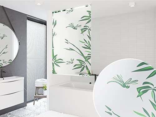 Basic Ducha Estor 60 x 190 cm), diseño de bambú, color blanco y verde. Shower Estor Cortina de Green.
