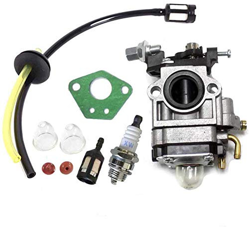 Queta Vergaser für Motorsense 52 cc 49 cc 43 cc, Carbu-Set mit Dichtung, Schlauch, Zündkerze und Benzinfilter