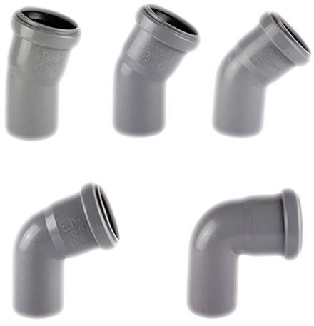 MegaHaustechnik HT Bogen Winkel 67° Grad Rohr Außendurchmesser 50mm 5cm DN50 Steck Muffe Gummi Dichtung Kanalrohr Abwasser Abfluss Leitung Lüftung HTB Fitting Entwässerung Kunststoff PP grau