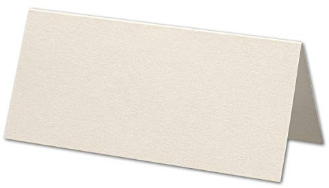 ARTOZ 25 x bordskort – elfenben (kräm) – 45 x 100 mm tomma platskort – vikta kort för festbord – bordsdekoration – 220 g/m² ribbad