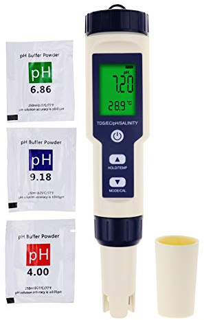 DANOPLUS 5 in 1 Digital pH Meter mit TDS/EC/Salzgehalt/Temperatur Messung Wasserdicht Höchst Genau Multi-Parameter Prüfer…