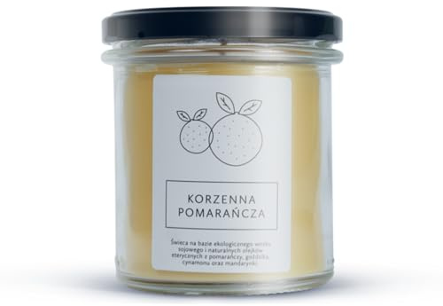 Hagi Spicy Orange Sojakerze | Duftkerze | Entspannender und Wohltuender Duft | Duftkerzen im Glas | Brenndauer ca. 75 h | Vegan | Ökologisches Sojawachs