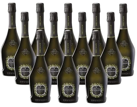Drusian Valdobbiadene Prosecco Superiore DOCG Brut, Spumante 100% Glera, Metodo Martinotti Charmat, Note di Mela Verde e Agrumi, Ideale per Aperitivi e Piatti di Pesce, Bottiglia da 75cl(12 bottiglie)