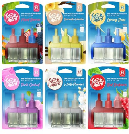 Fresh & More Nachfüller 6x 20ml Mix, Nachfüllflakons kompatibel mit 3Volution Duftstecker