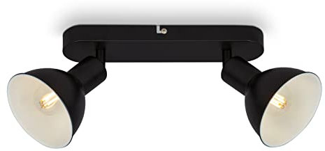 BRILONER Leuchten – Retro Deckenlampe, 2-flammige Retro Deckenleuchte, Deckenspot E14, Verstellbar, Schwarz-Weiß, 270 x 140 x 60 mm, 2674-025, Schwarz/Weiß