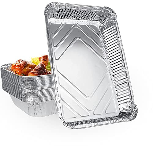 SENENQU 30 PCS Grands Barquette Jetables 2200ML Plateaux en Aluminium, Boite Alimentaire Pour Barbecue la Cuisson Grillage Cuisine Restauration