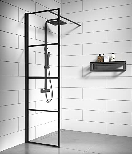 Badplaats B.V. Parete Doccia Essos 50 cm x 200 cm - Nero - Walk-in Doccia 8 mm Vetro di Sicurezza